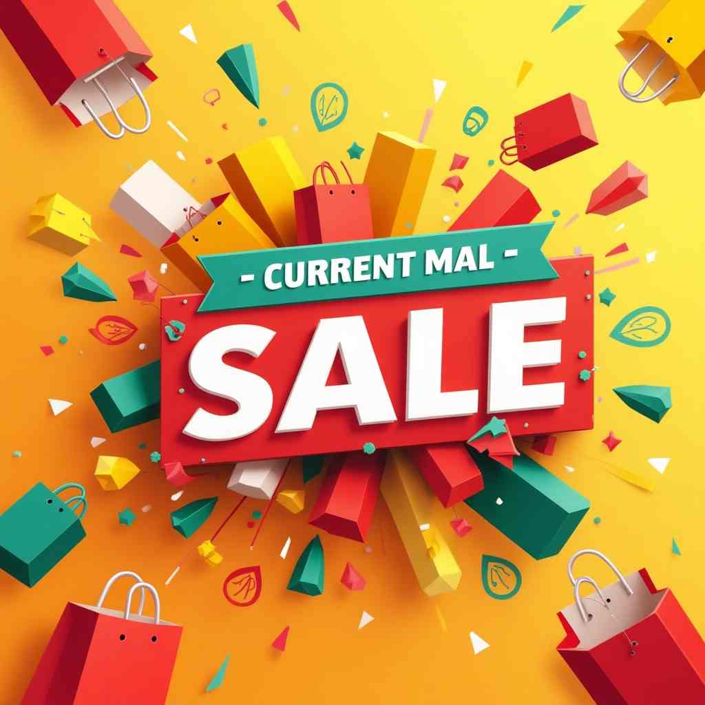 Current Mall discount poster vector design
